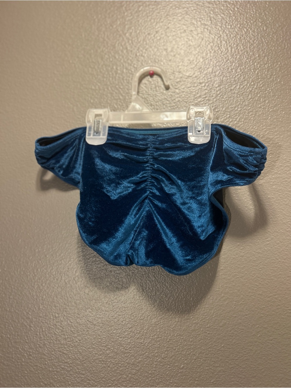 Teal Velvet Bikini Bottoms Ruched Scrunch Back High Waist Stretchy Small Medium
